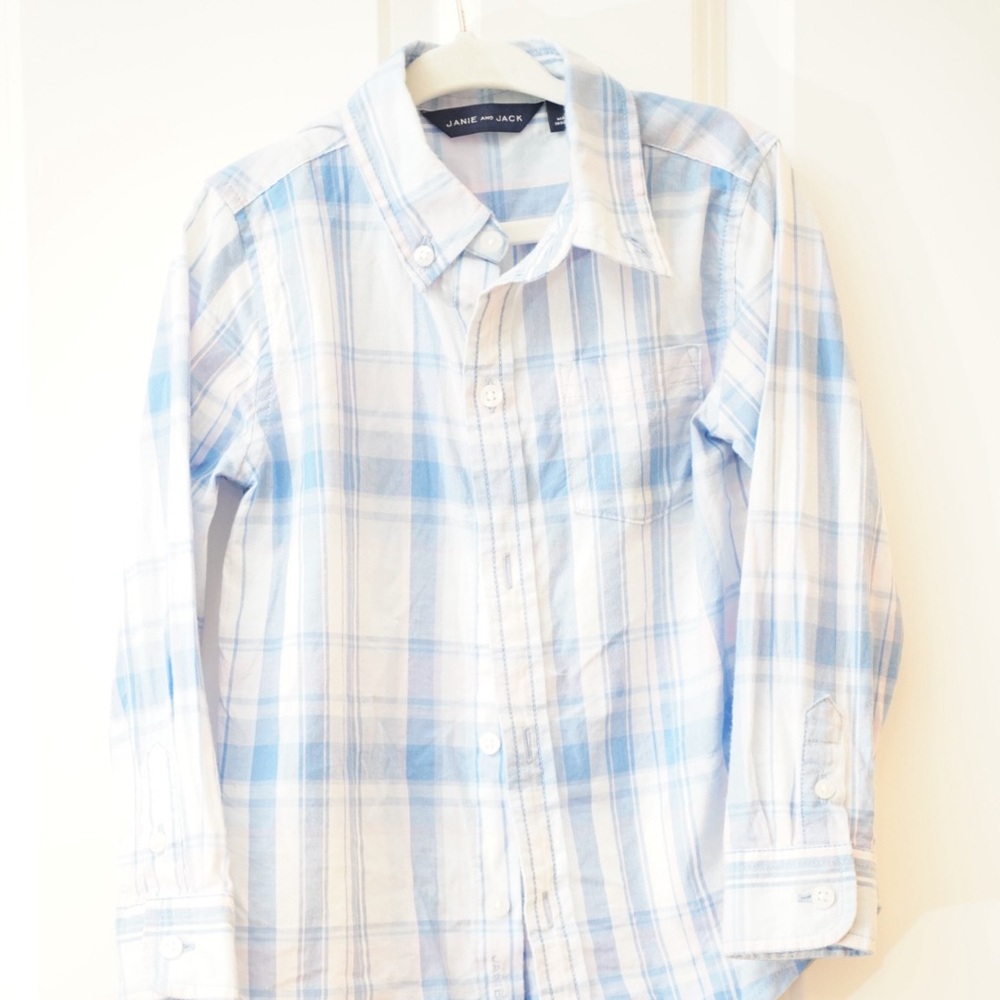 Janie and Jack Blue Plaid Button Down Shirt
